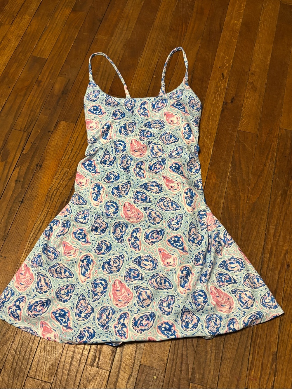 Women’s Simply Southern Blue & Pink Swirl Print Spaghetti-Strap Athletic Dress